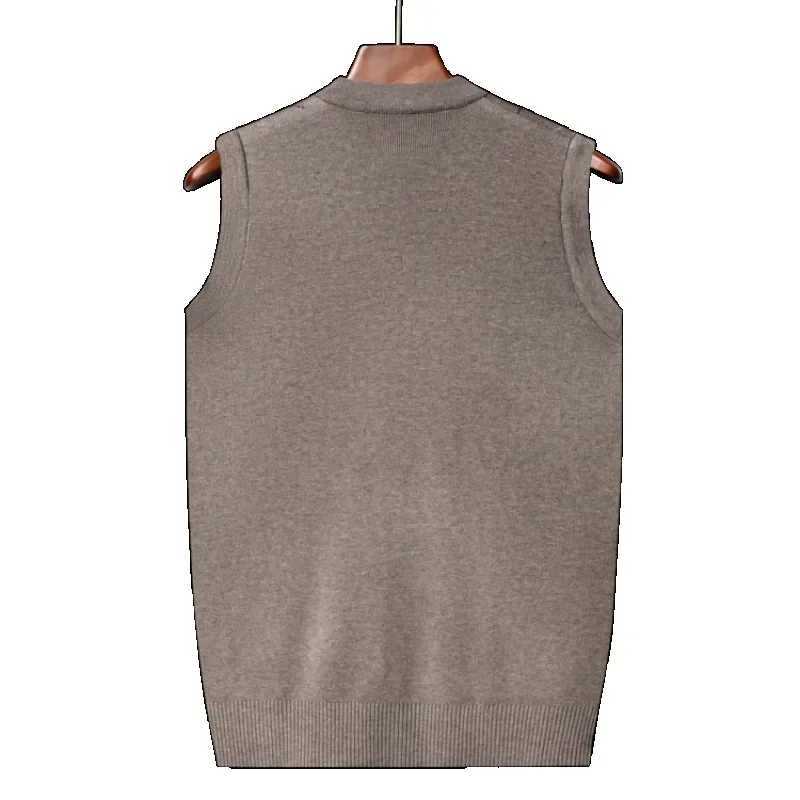 Mens V-Neck Sleeveless Vest Classic Business Gentleman Knitwear Knitted Waistcoat Sweater MenXJ241221