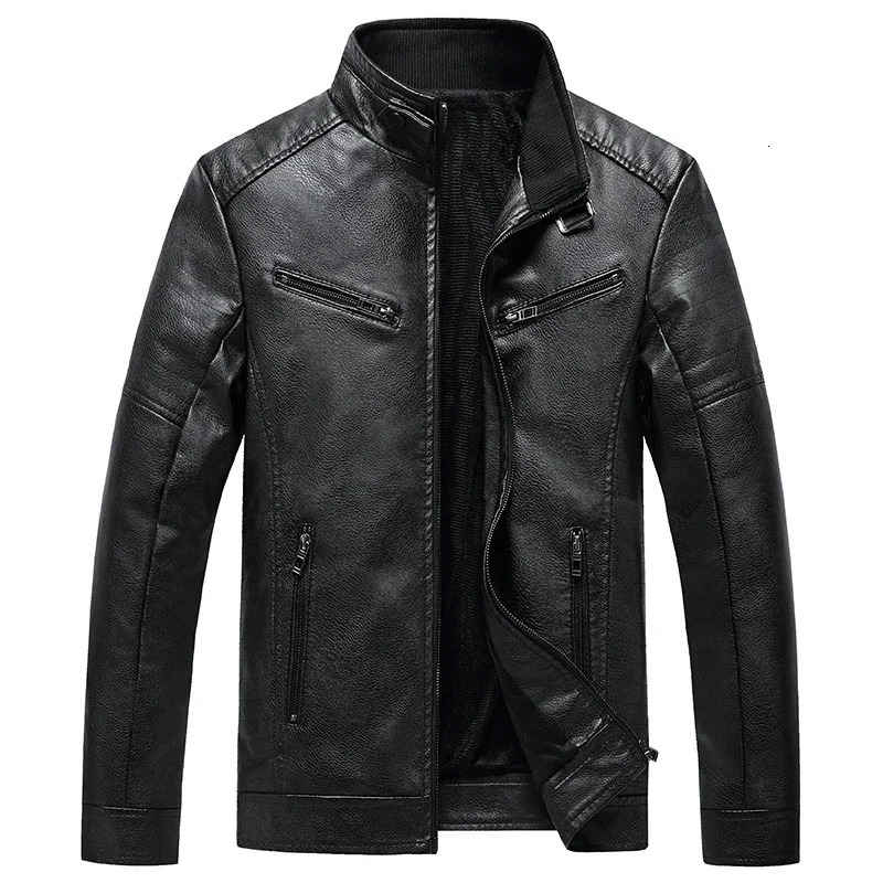 Fleece Autumn PU Leather Coats Mens Plus Velvet Fleece Leather Jacket Men Winter Warm Motorcycle Thickened Leather Coat Man 241216