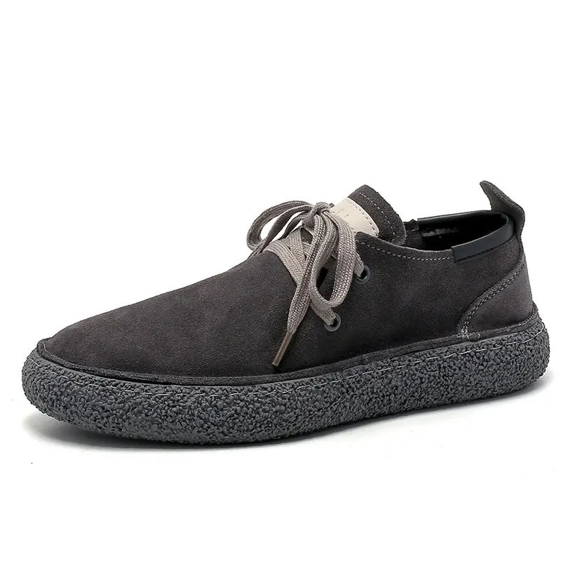 Mens Lace-up Casual Shoes Suede Genuine Leather Men Comfortable Driving Flats Mens Wear-resistant Non-slip Retro Desert Shoes 241213
