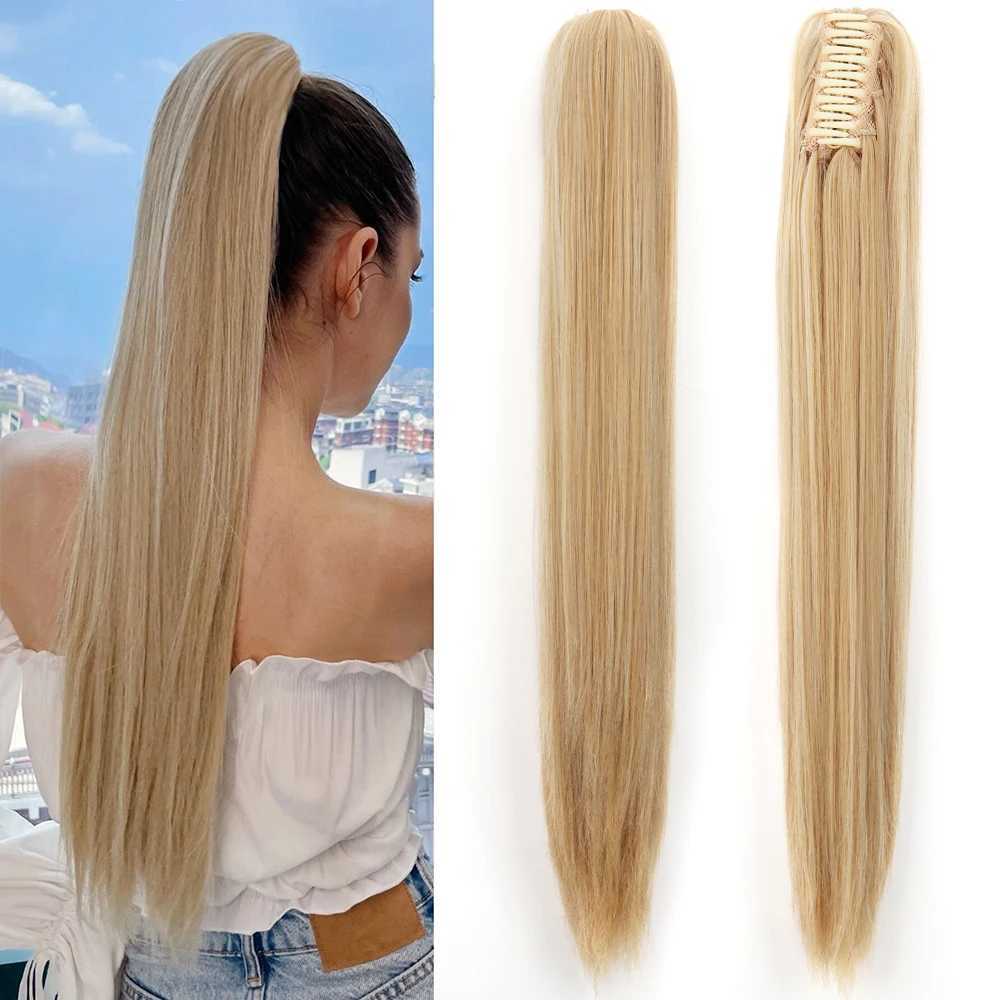 Synthetic 24Inch Claw Clip On Long Straight Ponytail Hair Extension Ponytail Extension Hair For Women Pony Tail Hair HairpieceXJ241221