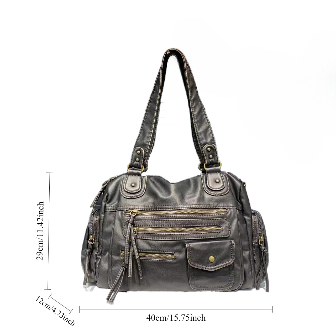 Y2k Hot Girl Single Shoulder Crossbody Vintage Washed Leather Motorcycle Large Capacity Multi Pocket Bag