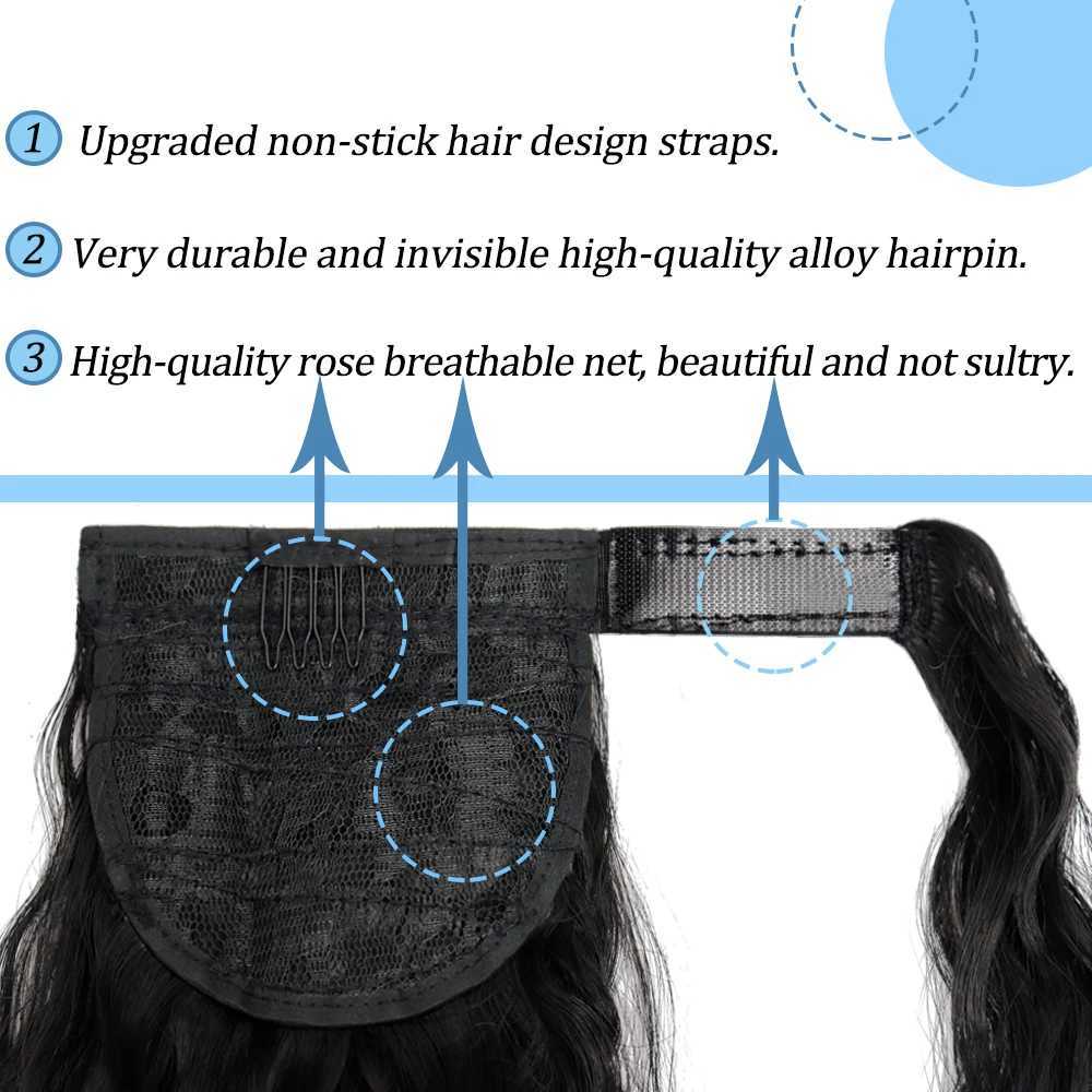 Long Corn Wavy Ponytail Hair Extensions Hairpiece Natural Synthetic Wrap Around Clip In Pony Tail Fake Hair Black Brown ForWomenXJ241221