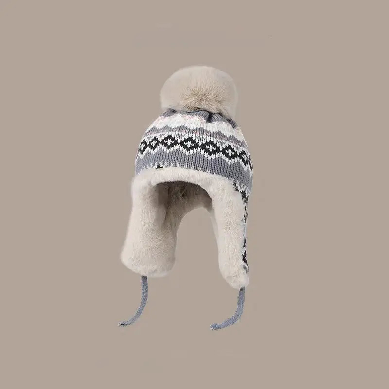 Womens Winter Bomber Hat Knitted Thick Warm Lei Feng Hat Womens Outdoor Bomber Hat Women 241220