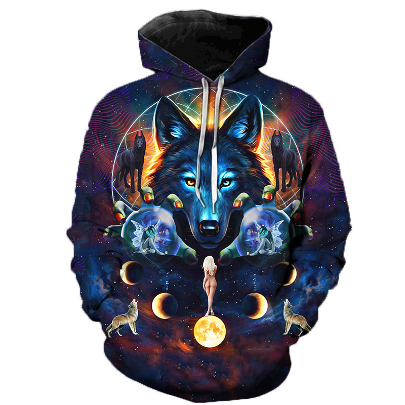 3D Wolf Hoodies Men Hooded Animal Wolf Printed Hoodie Sweatshirts Tracksuits Man/women Jackets Funny Hoody Drop
