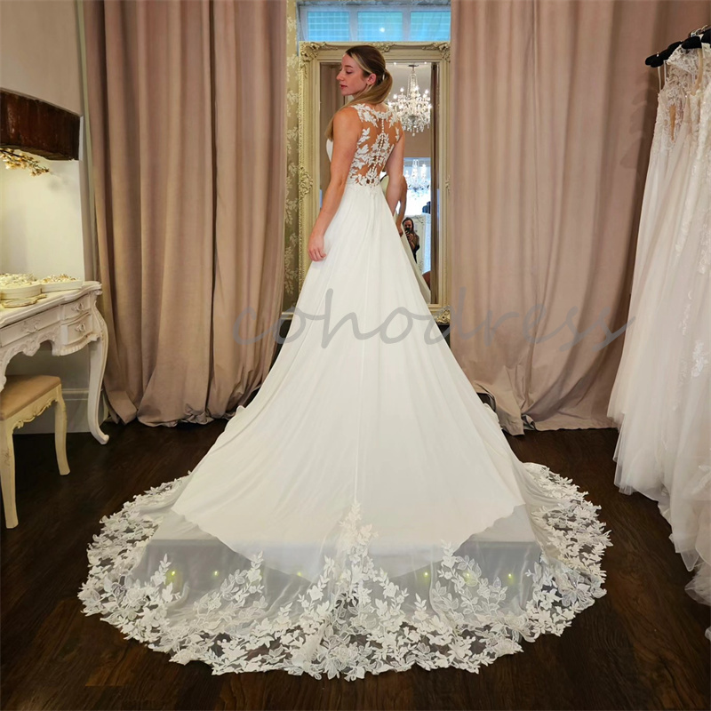 Minimalist Boho Wedding Dress O Neck Satin Lace Beach Bridal Dresses Sleeveless Backless Country Beach Bride Bohemian Vestio De Novias 2025 Robe De Ma