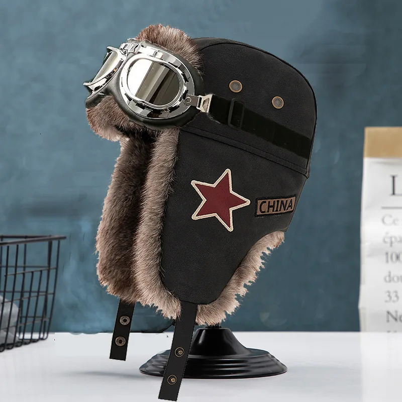 Lei Feng hat mens plush ear hat womens winter bicycle waterproof and windproof red star hat retro warm and cold hat 241220