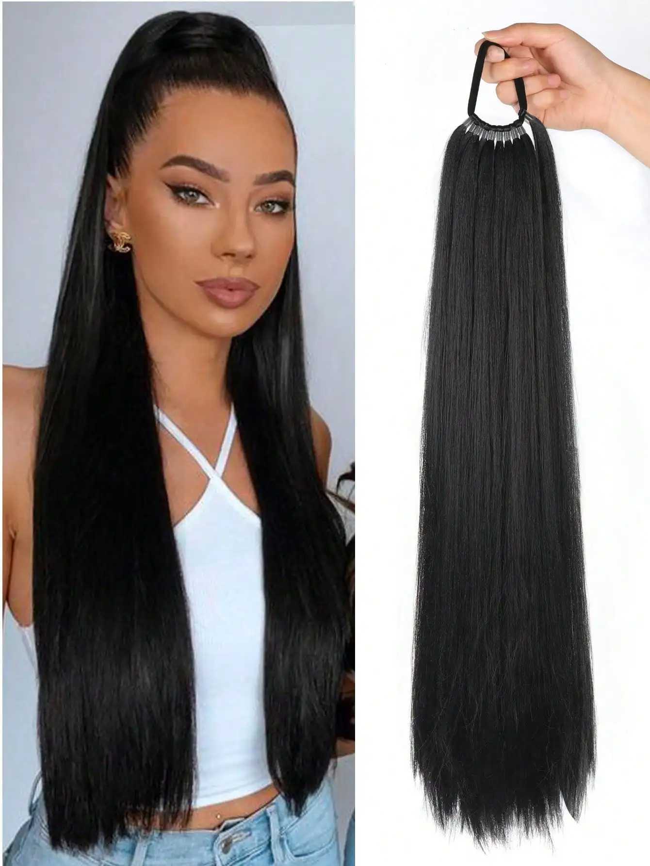 Synthetic Ponytail Extensions Rubber Band Hair Braided Pony Tail Hairpiece Black Blonde Brown Hairstyle For WomenXJ241221