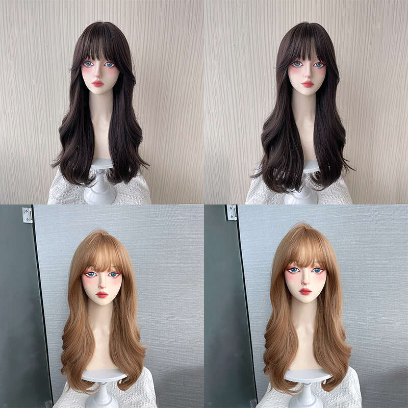 Wig Women's New Lazy Long Curly Hair, Upgraded Seam, Air Bangs, Large Wave Hair Cover