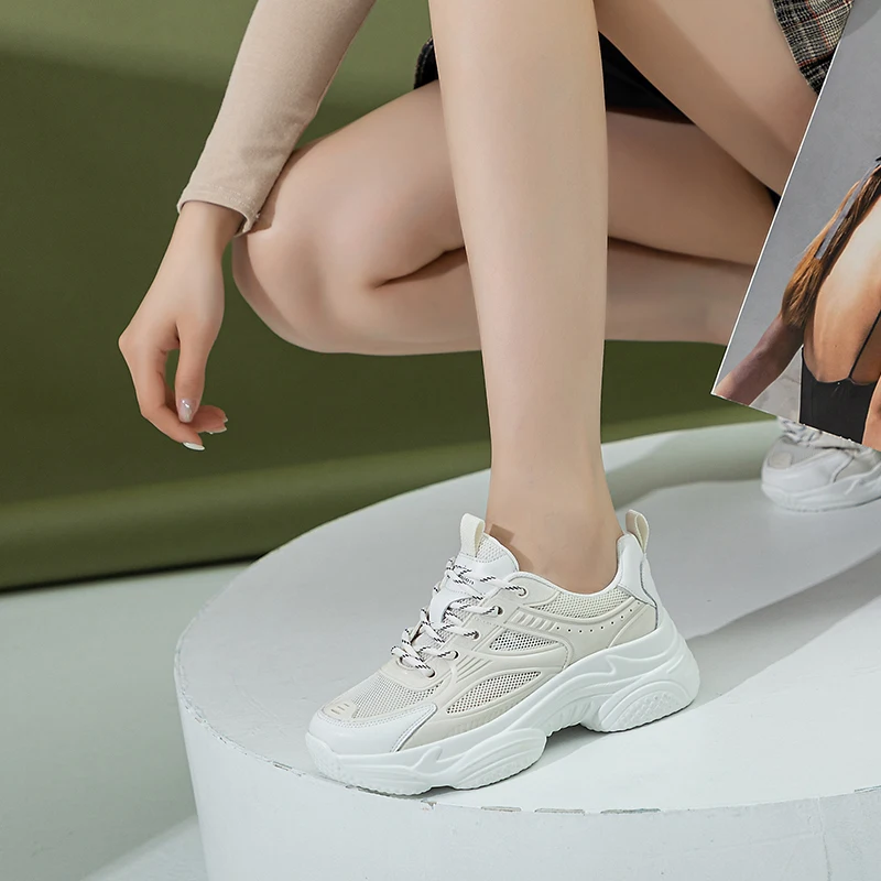 AIYUQI Sneakers Women Spring Casual Platform Mesh Lace-up Women Sneakers Large Size Women Shoes