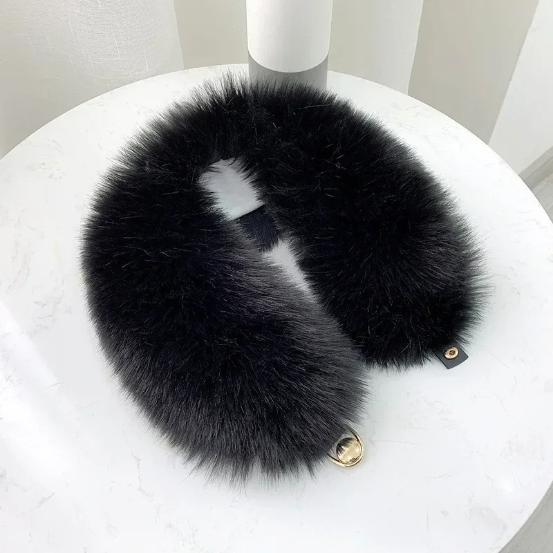 Winter Faux Fox Fur Collar Shawl Thick Warm Neck Protection Coat Hood Fur Decor Push Fur Scarf Neckerchief Jacket Collar Wrap 241220