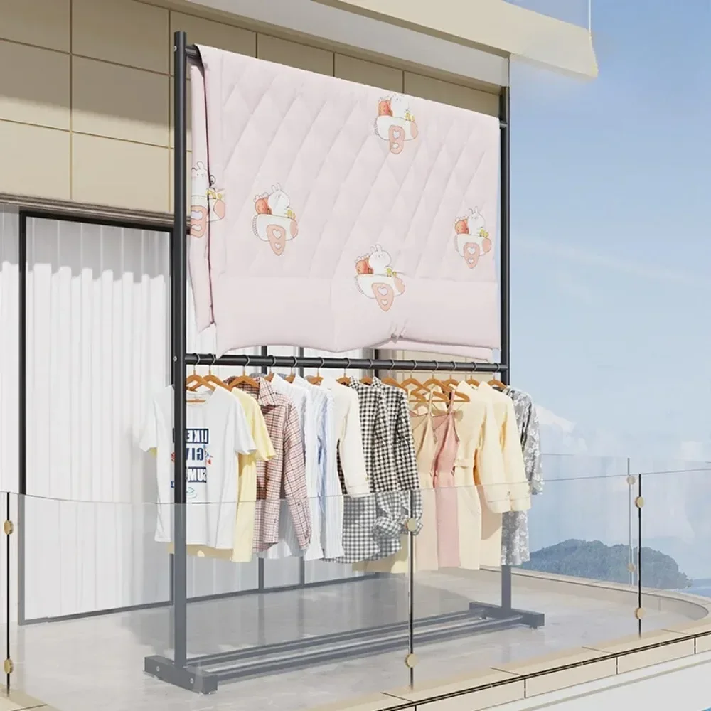 Floor Hanger Simple Rolling Clothes Rack Living Room Wardrobe Shoerack Shelves Double Layers Coat Hanger Stand Home Furniture