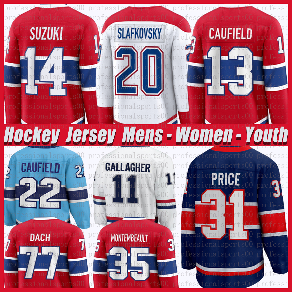 14 Nick Suzuki montreals hockey jersey canadiens jersey Cole Caufield Hutson Juraj Slafkovsky Brendan Gallagher Kirby Dach Sam Montembeault Patrick Roy jerseys