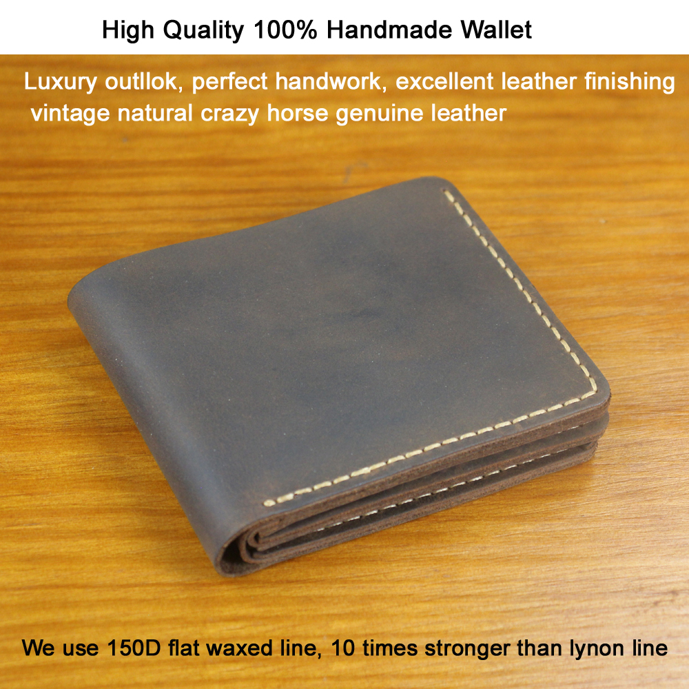 Luxury Handmade 100% Genuine Leather Men Wallet Purse Short Money Clip with Coin Pocket Male Money Bag Multi-Card Wallet Vintage
