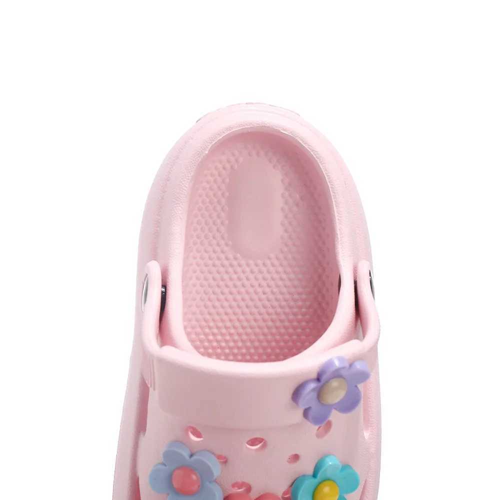 Sneakers New Flower Smooth Anti slip Sandals Summer Childrens Sandals Casual Soft PVC Beach Sandals Quick Drying Outdoor Shoes H241221