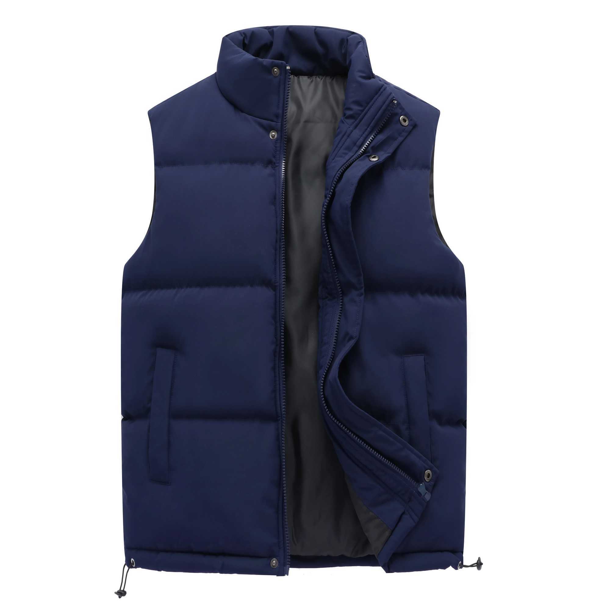 New Autumn Men Warm Solid Color Down Vest Men Outdoor Windproof Zipper Casual Fashion Style Vest Male Autumn Winter Coat VestXJ241221
