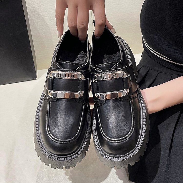 Ddmywed Height Increasing British Style Small Leather Shoes Women's Spring And Autumn Dress 2024 New Black Mary Jane High-Heeled Chinese Brand Sh