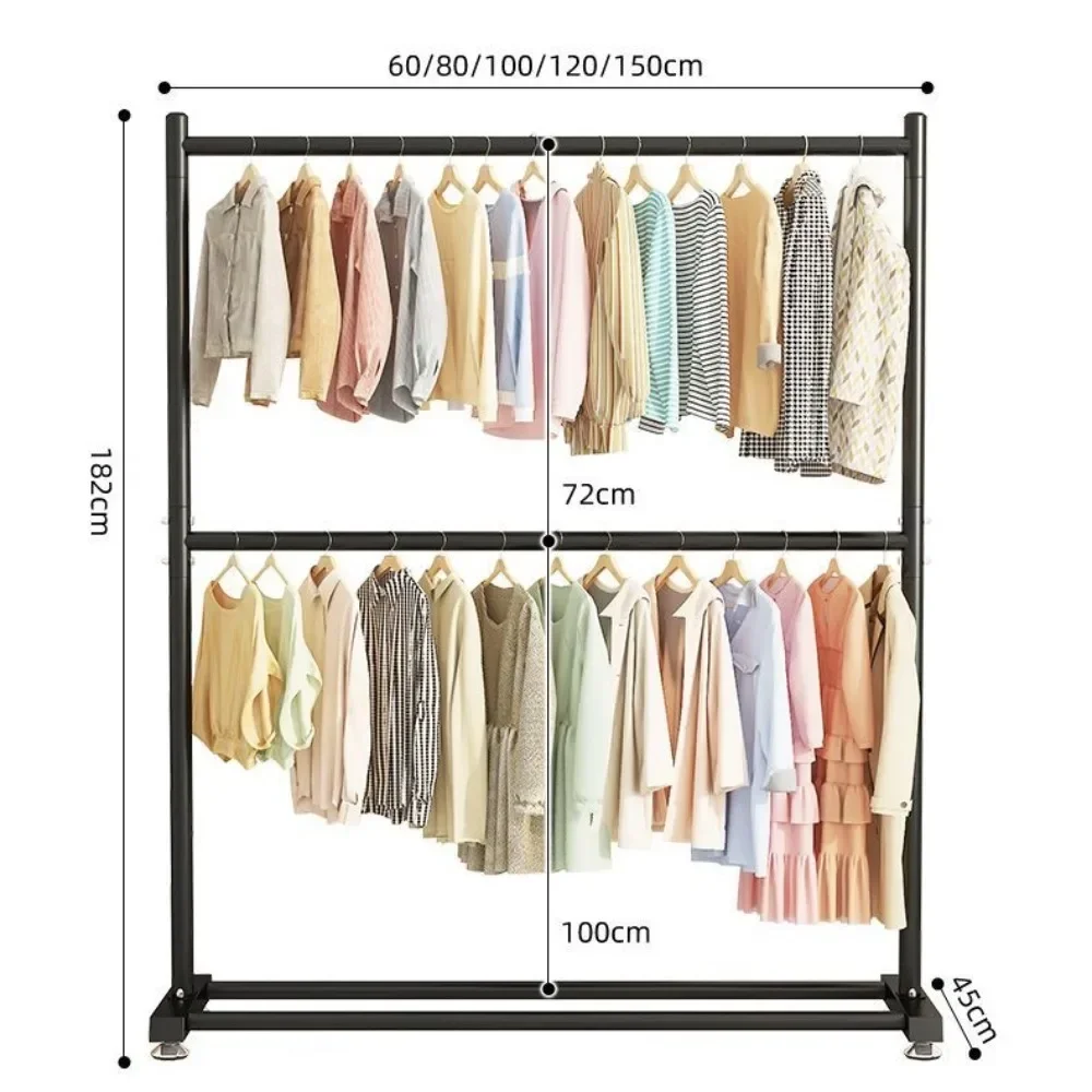 Floor Hanger Simple Rolling Clothes Rack Living Room Wardrobe Shoerack Shelves Double Layers Coat Hanger Stand Home Furniture