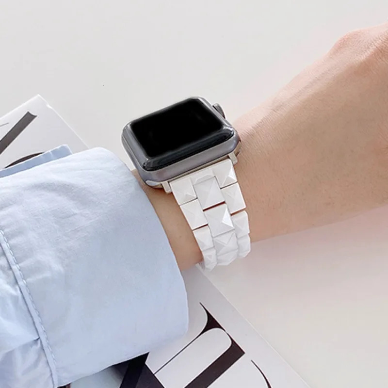Ceramic Strap for Watch band bracelet chain Iwatch87654321SE ULtra 38 40 41 44 45 42mm men and women beads wrist belt 241220