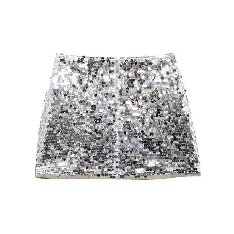 Willshela Women Fashion With Sequined Back Zipper Mini Skirt Vintage High Waist Fe Chic Lady SkirtsXJ241221