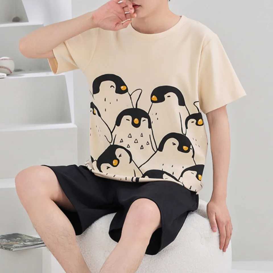 Summer Knitted Cotton Short Sleeve Mens Pajama Set Mens Pajama Set Polka Dot Pajama Mens Pajama Set W241221
