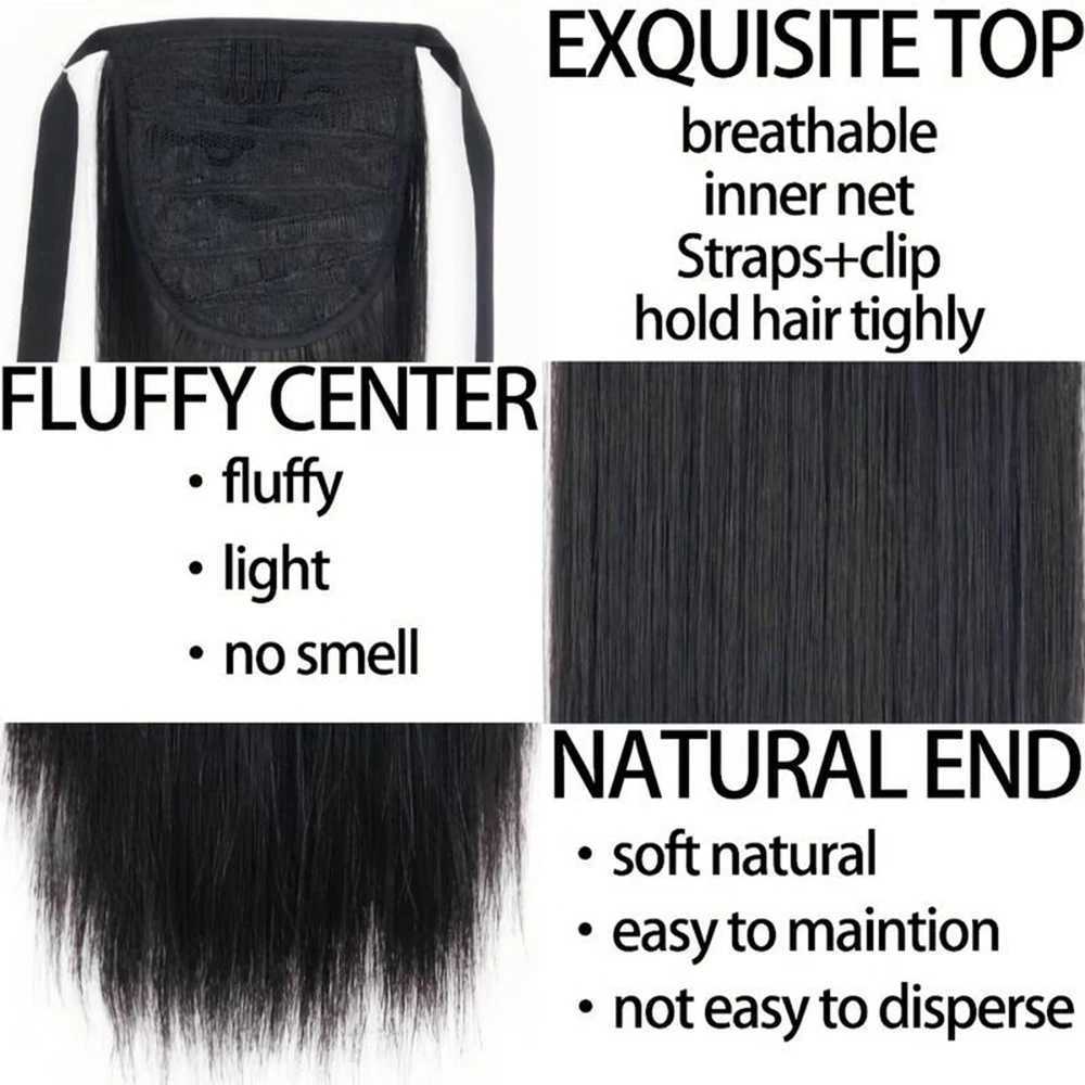 85cm Synthetic Ponytail Long Straight Black Pony Tail Hair Extensions Heat Resistant Horsetail Hairpiece For WomenXJ241221