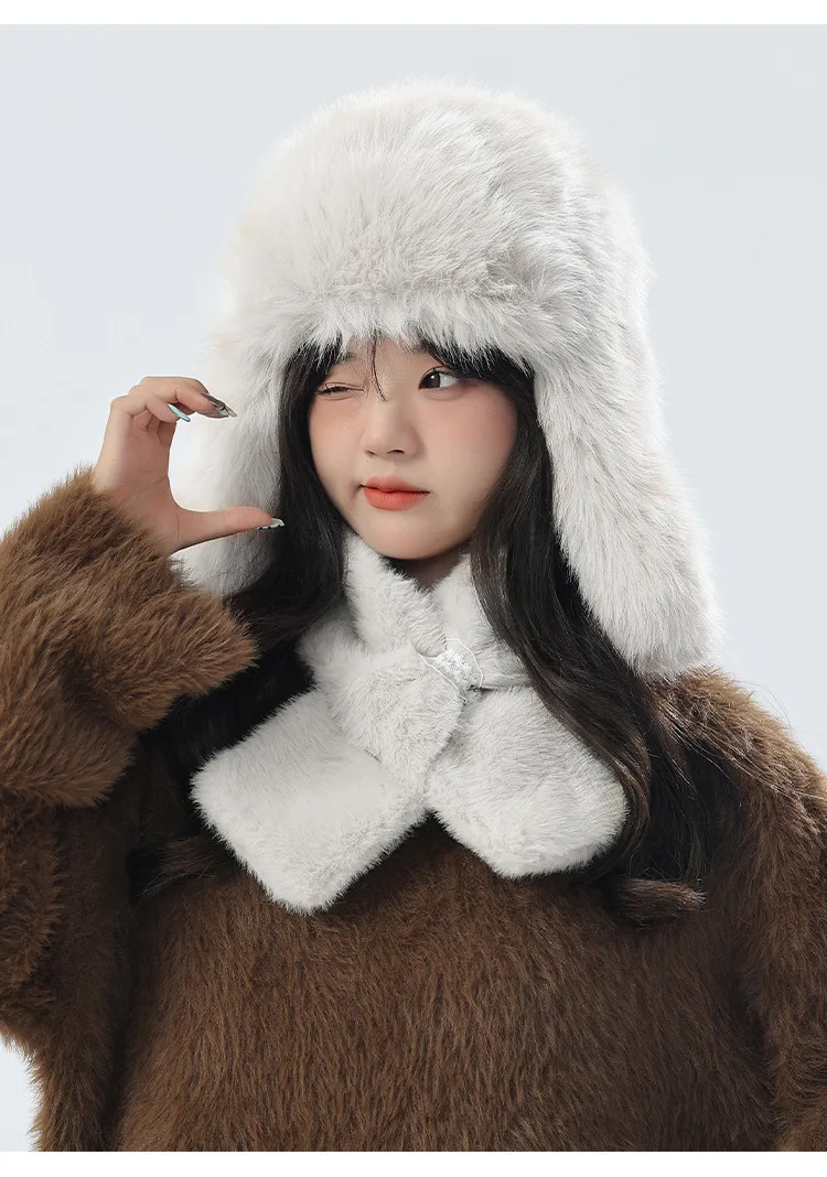 Winter Warm Lei Feng Hat Womens Artificial Fur Outdoor Thick Catcher Earrings Ski Hat Beanies Pullover Hat Mens 241220