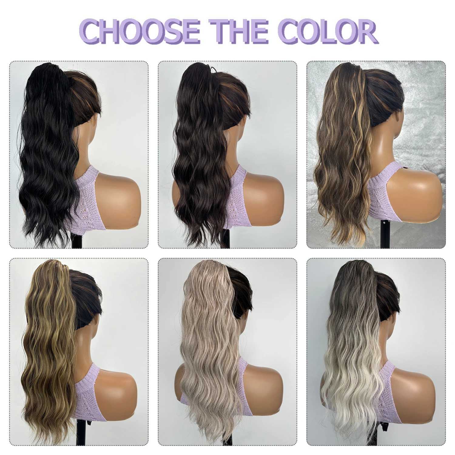 Synthetic Drawstring Ponytail 18Inch Long Wavy Curly Ponytail Hair Extension Elegant Natural Hair Accessories Suitable For WomenXJ241221