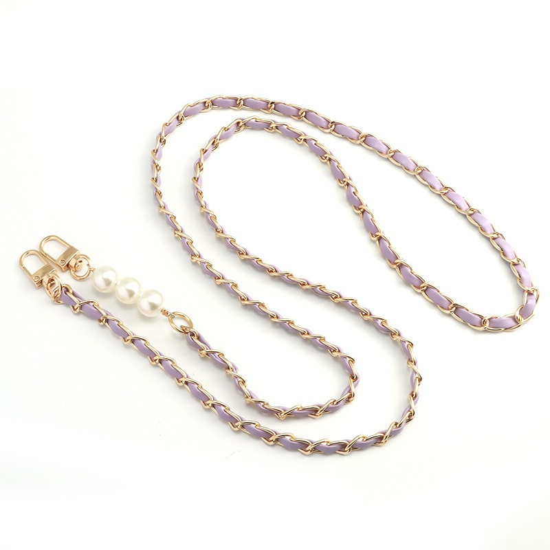 For Mobile Phone Straps Pearl Leather Chain Long Crossbody Neck Band Shoulder Cord Anti Loss Rope Hang Metal Leather Pendant