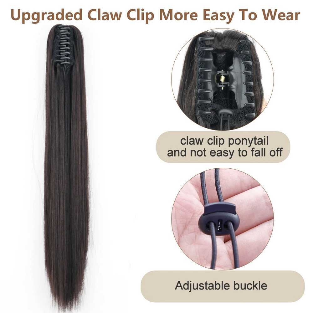 Synthetic Claw Clip On Ponytail Hair Extensions Long Straight 24 Heat Resistant Pony Tail HairPiece BlackBrown Blonde HairstyleXJ241221