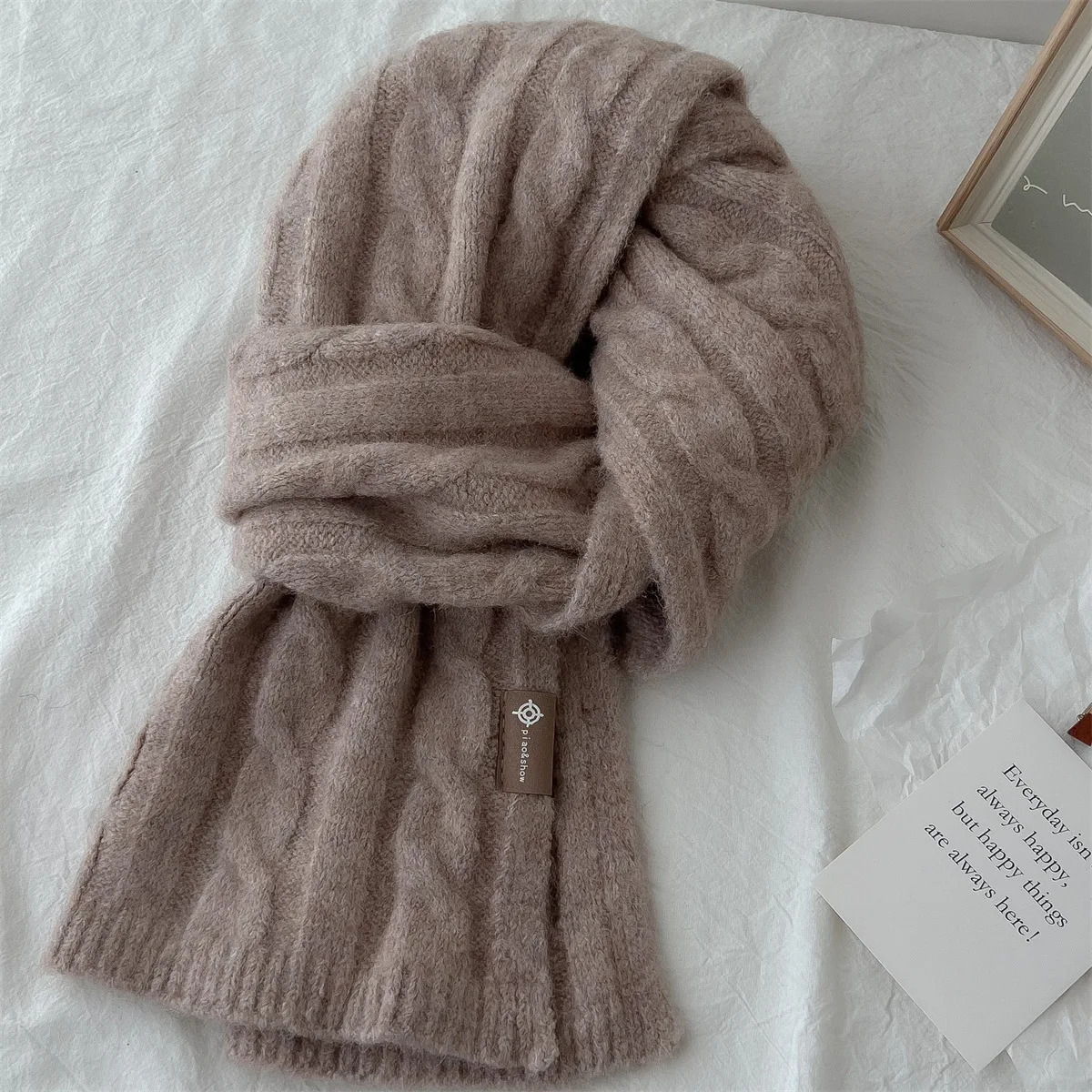 Korea Cashmere Scarf Womens Autumn Winter Fashion Knitted Thicke Warm Soft Scarf Office Lady Elegant Female Shawl 241220