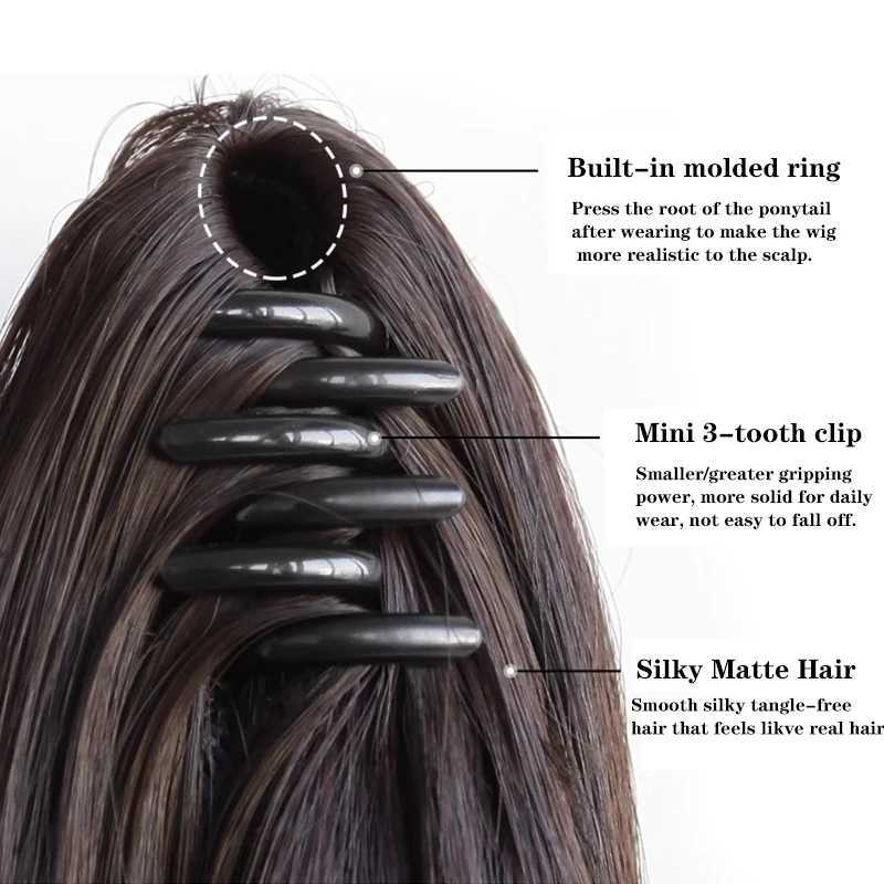MSTN Synthetic Long Wavy Straight Ponytail Claw Clip Hair Extensions Ladies Ponytail Extensions Ponytail Hair AccessoriesXJ241221