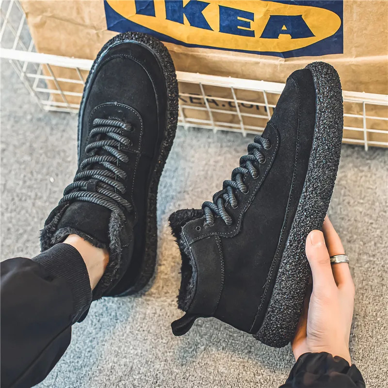 Winter mens sports shoes fur warm plush casual shoes mens skateboarding shoes platform sports shoes fashionable ing sports shoes 241213