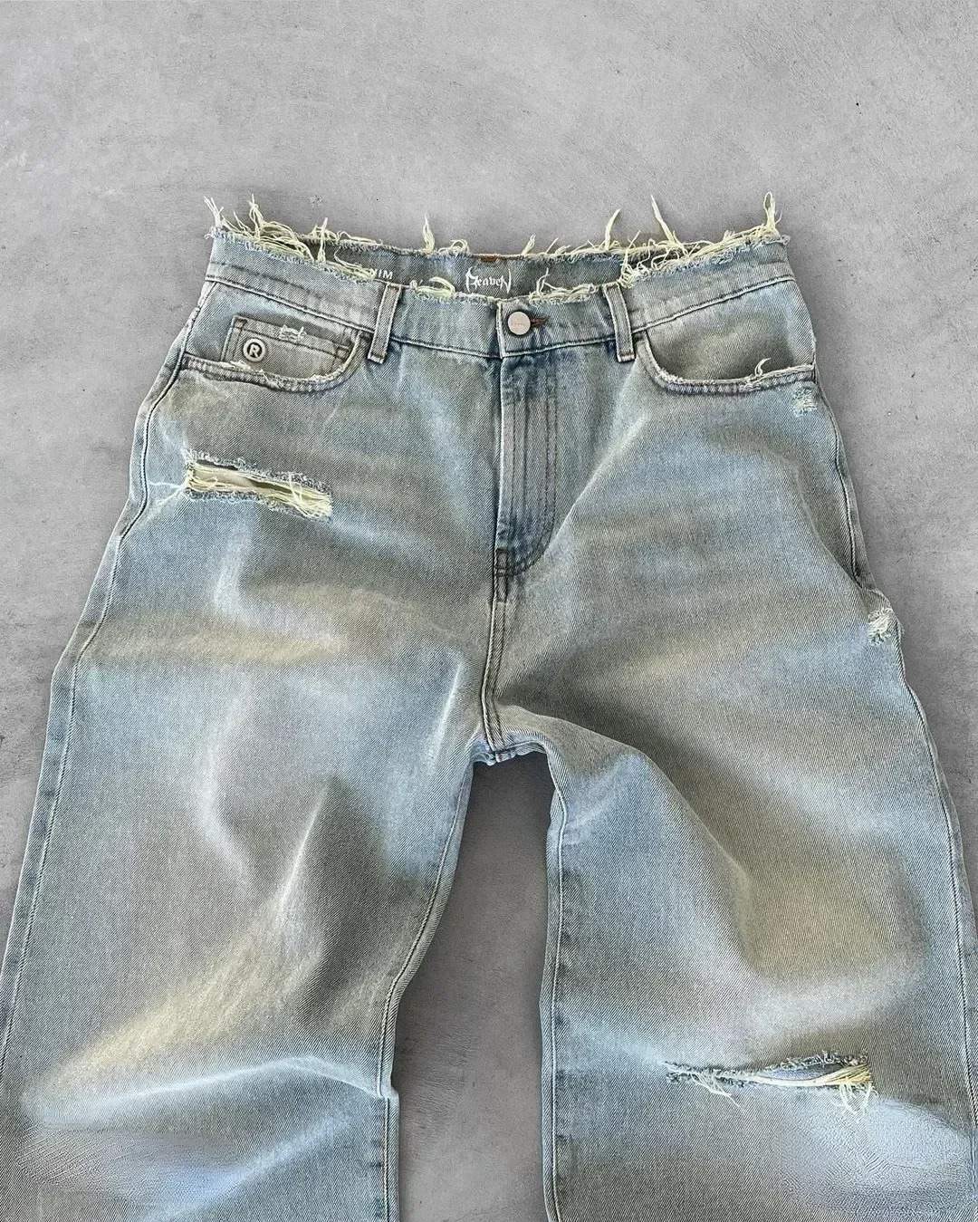Washed Ripped Jeans Mens American Retro High Street Couple Bag y Quality is higher than peers in all seasons 241218