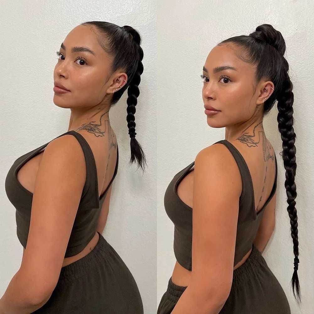 Synthetic Braided Ponytail Extensions Blonde Hairpiece Long Pony Tail With Hair Tie Rubber Band Hair Blonde For WomenXJ241221