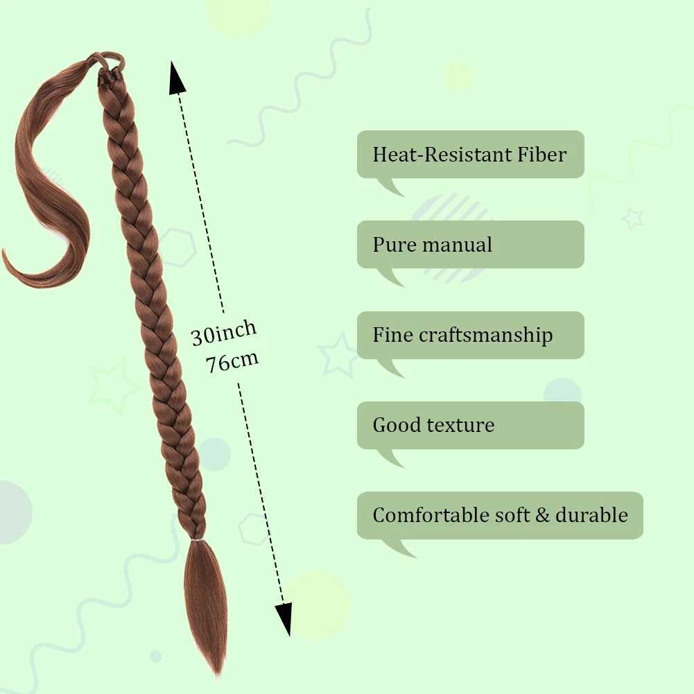 Long DIY Braided Ponytail Extension With Hair Tie Straight Wrap Around Synthetic Hair ExtensionsXJ241221