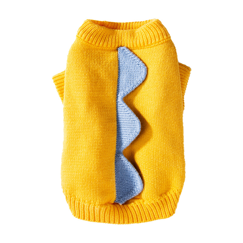 2024 Year Cute Style Simple Dinosaur Two Leg Knitted Sweater Autumn and Winter Cat Clothes Puppy Clothes