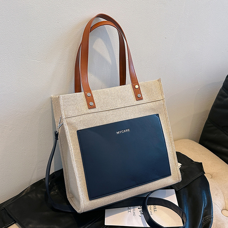 Canvas handbag suitable for new fashion trend contrasting colors casual business commuting designer shoulder bag trendy crossbody bag bag