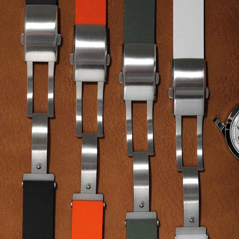 Fluoro Rubber Watch Band FKM Strap 20/22mm Cut to Size Fast Release Folding Buckle Adjustable Universal Bracelet for Men Women 241220