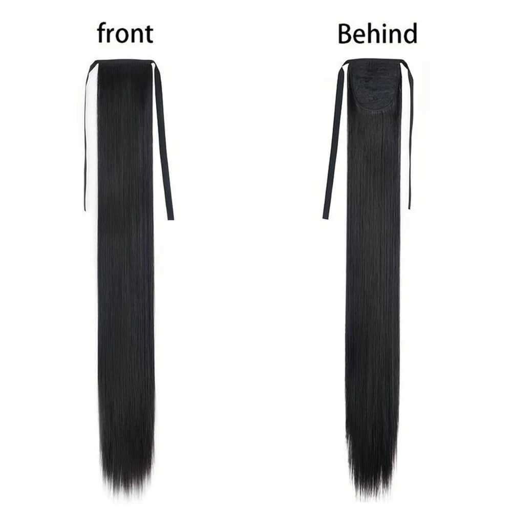 85cm Synthetic Ponytail Long Straight Black Pony Tail Hair Extensions Heat Resistant Horsetail Hairpiece For WomenXJ241221