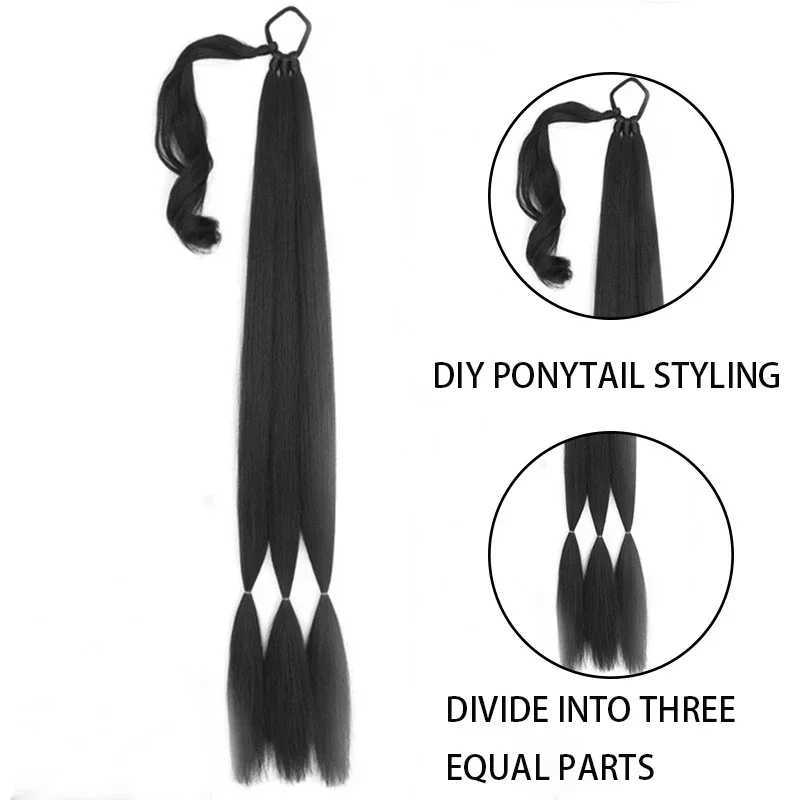 30 Braids Ponytail Extensions Long DIY Braided Hairpiece Ponytail for Women Synthetic Heat-resistant Braid Fake Tail Wine RedXJ241221
