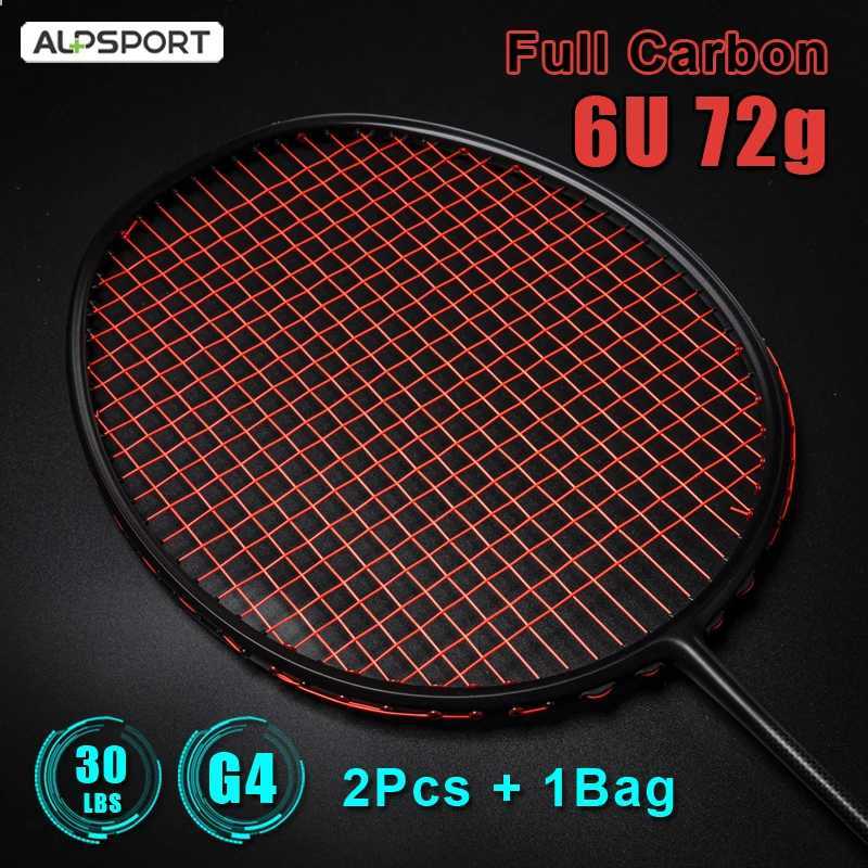 Alpsport XHP 2 pieces/batch 6U 72g Ultralight G4 T800 original all carbon fiber 22-30lbs professional badminton rackW241221