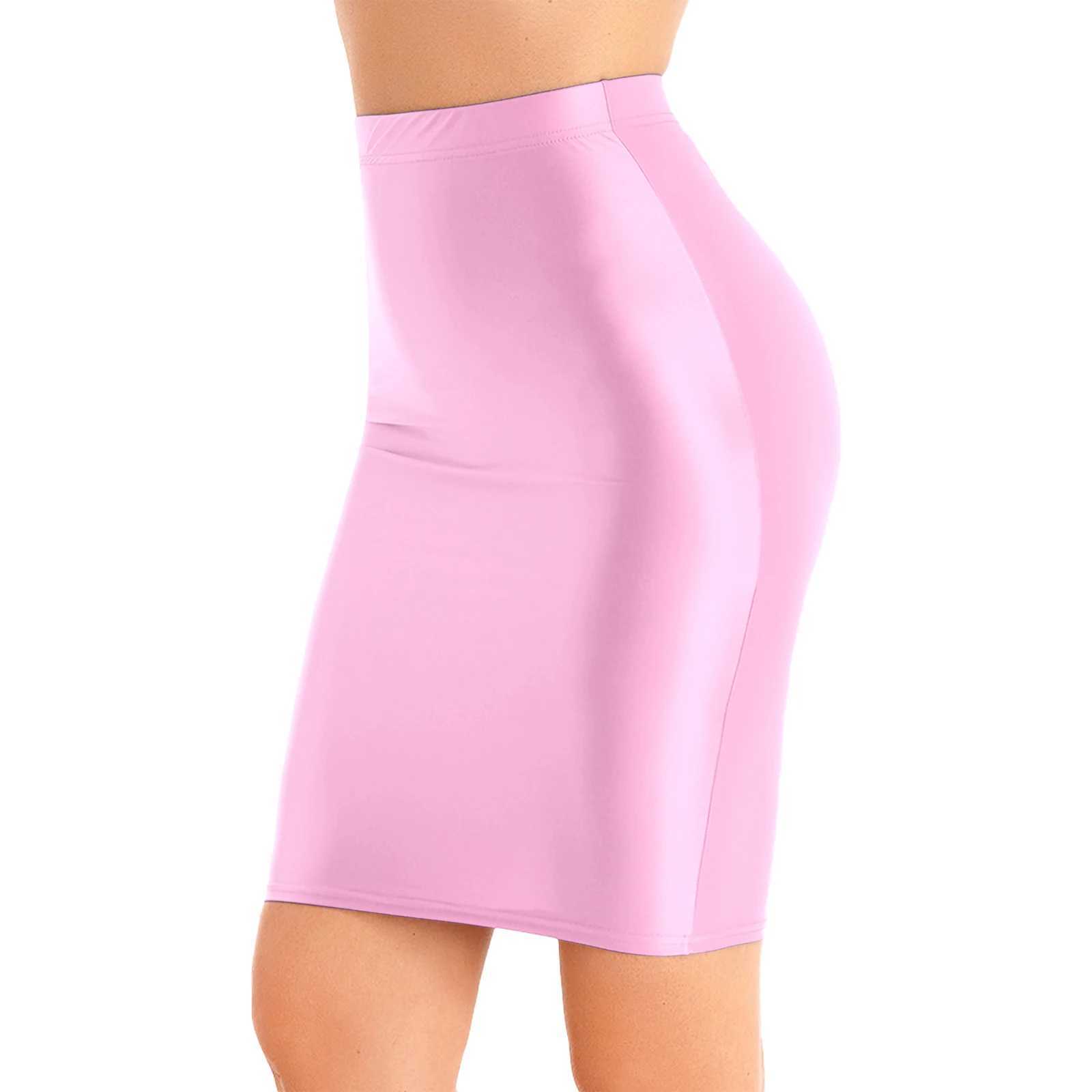 Womens Glossy Sexy Mini Skirt High Waist Pencil Bodycon Skirts Stretchy Shiny Short Dress for Club Pole Dance Party Show ComeXJ241221