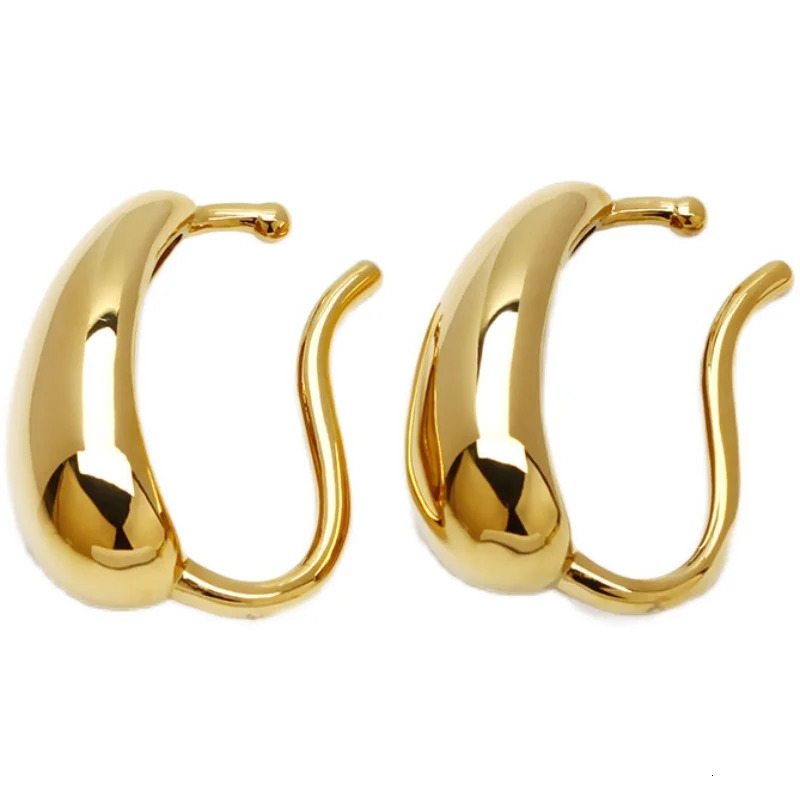 Trendy Metal Shiny Water Drop Earrings Women Ear Cuff Vintage Unique Elegant No Piercing Ear Jewelry 241220