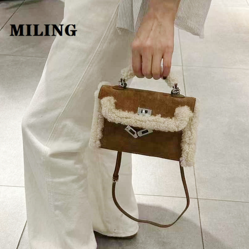 Autumn Winter Leather Handbag Fashion Women Crossbody Satcheles Real Genuine Suede Purses Lady Daily Casual Tote