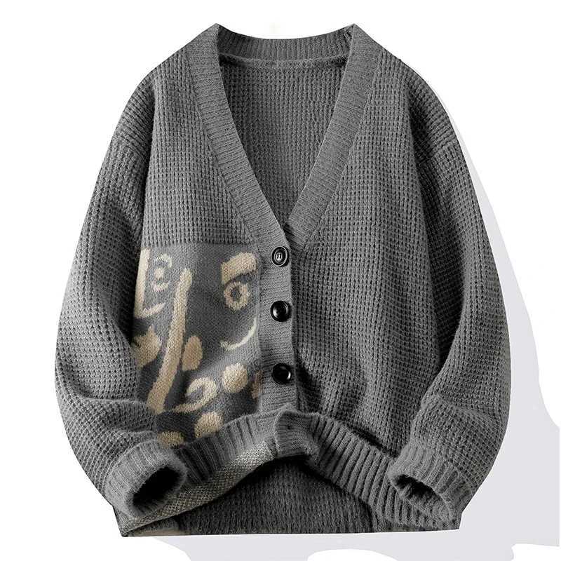 2024 Autumn/Winter Sweater for Men with A Thick Fashion Cardigan Vintage Large V-neck Sweater Loose Fashion Brand VestXJ241221