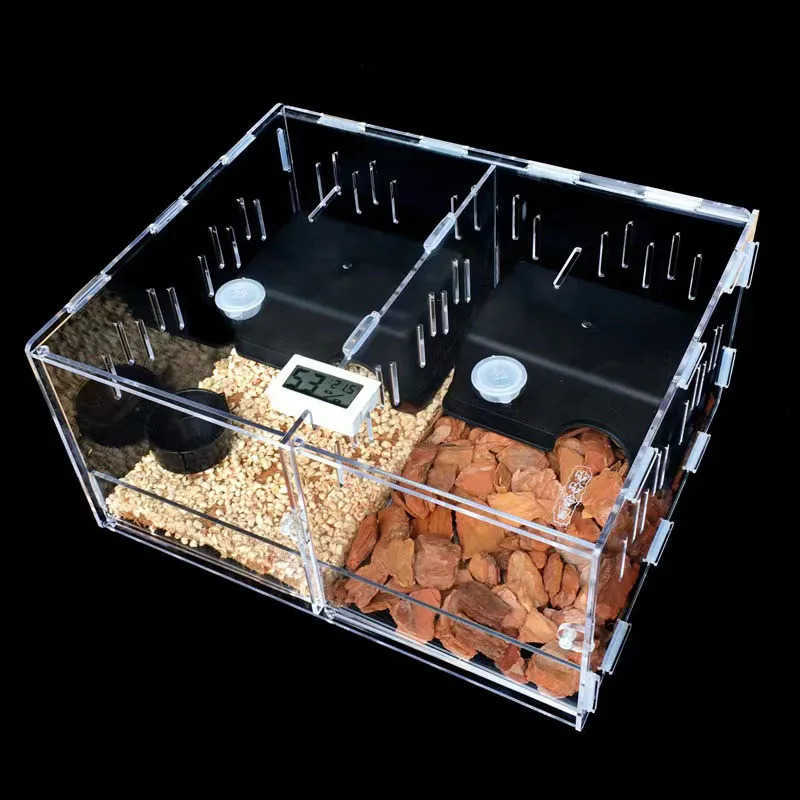 Other Pet Supplies Reptile feed can acrylic Terrarium insect spider lizard breeding box Terrarium Tortoise snake house cage reptile accessories L24091