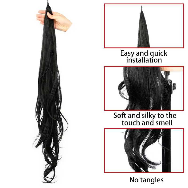 32Fake Ponytail Hair Extension Long Pony Tail Hair for Women Flexible Wrap Around Ponytail Natural Synthetic Horse Tail HairXJ241221