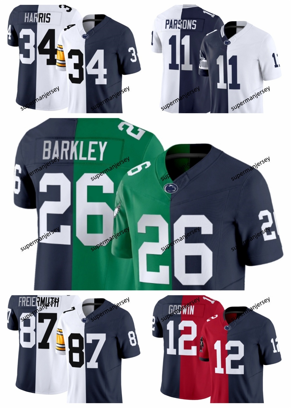 2025 NCAA College Penn State Nittany Split Football jersey Barkley Parsons