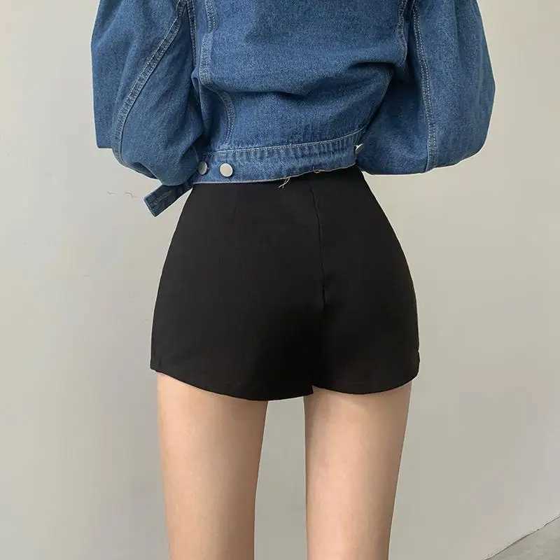 Sexy Split Shorts Skirt Womens Office Ladies Suit Skirt Summer New Black Mini A-line Pants Skirt High Waist Wide Leg ShortsXJ241221
