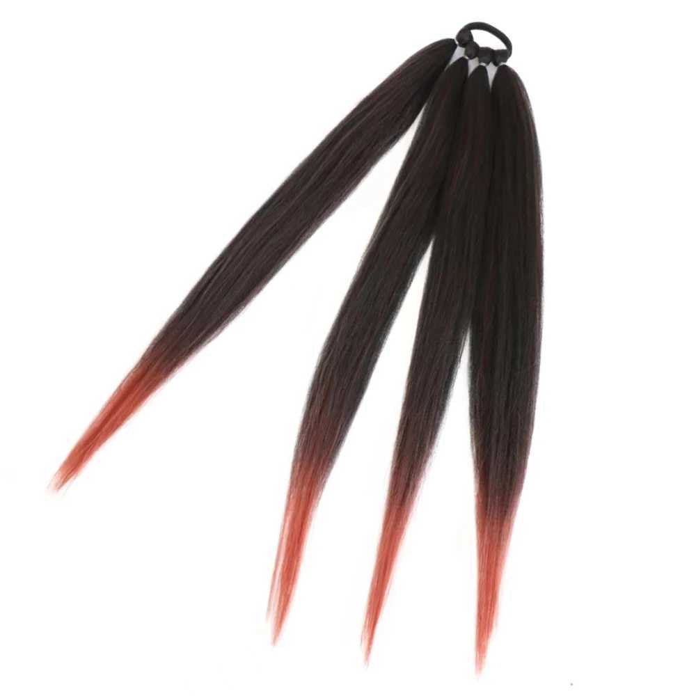 Ponytail Extensions Synthetic Wrap Around Ponytail With Rubber Band Hair Ring DIY 26 Inch Ombre Black Brown GreyXJ241221